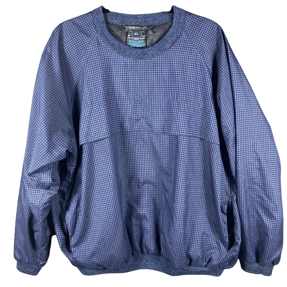 Sunderland of Scotland Rain Pullover Mens XL Blue Houndstooth Weatherbeater